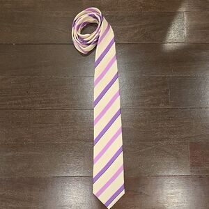 MEN'S ANDREW'S TIES MILANO 100% SILK PURPLE WHITE NECK TIE $110 MADE IN ITALY